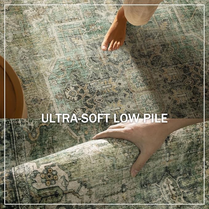 6x9 Area Rugs for Living Room: Washable Bedroom Rug Boho Vintage Rugs Stain Resistant Non Slip Low Pile Soft Lightweight Carpet for Kitchen Dining Room Farmhouse Nursery Kids Room - Image 5