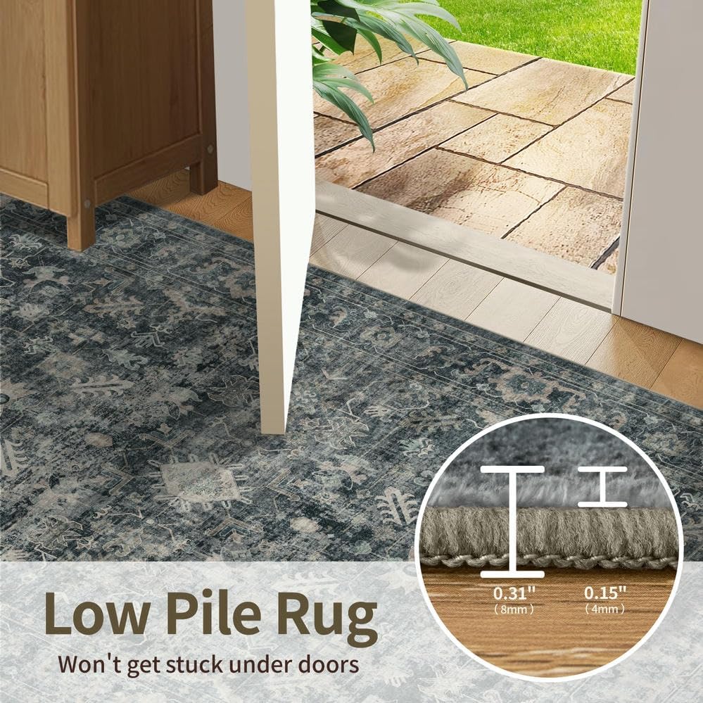 Rugxara Blue 6x9 Area Rugs Washable Rug for Living Room Dining Room Bedroom - Image 6