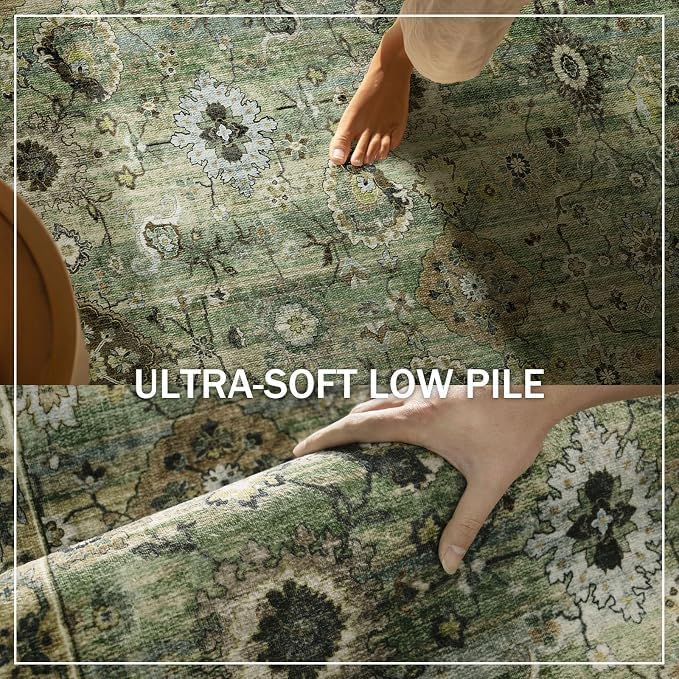 Washable Runners for Hallways Kitchen Rugs: 2'6"x8' Runner Rug Stain Resistant Non Slip Low Pile Soft Carpet Runners for Hallways Bedroom Kitchen Entryway Indoor Laundry Room Farmhouse - Image 5