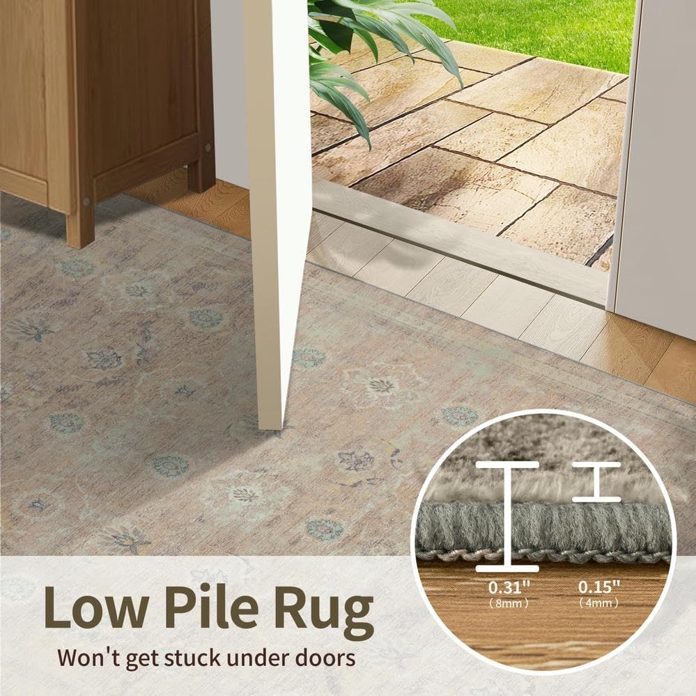Rugxara Beige Neutral Area Rugs 5x7 Washable Rug for Living Room Bedroom - Image 6