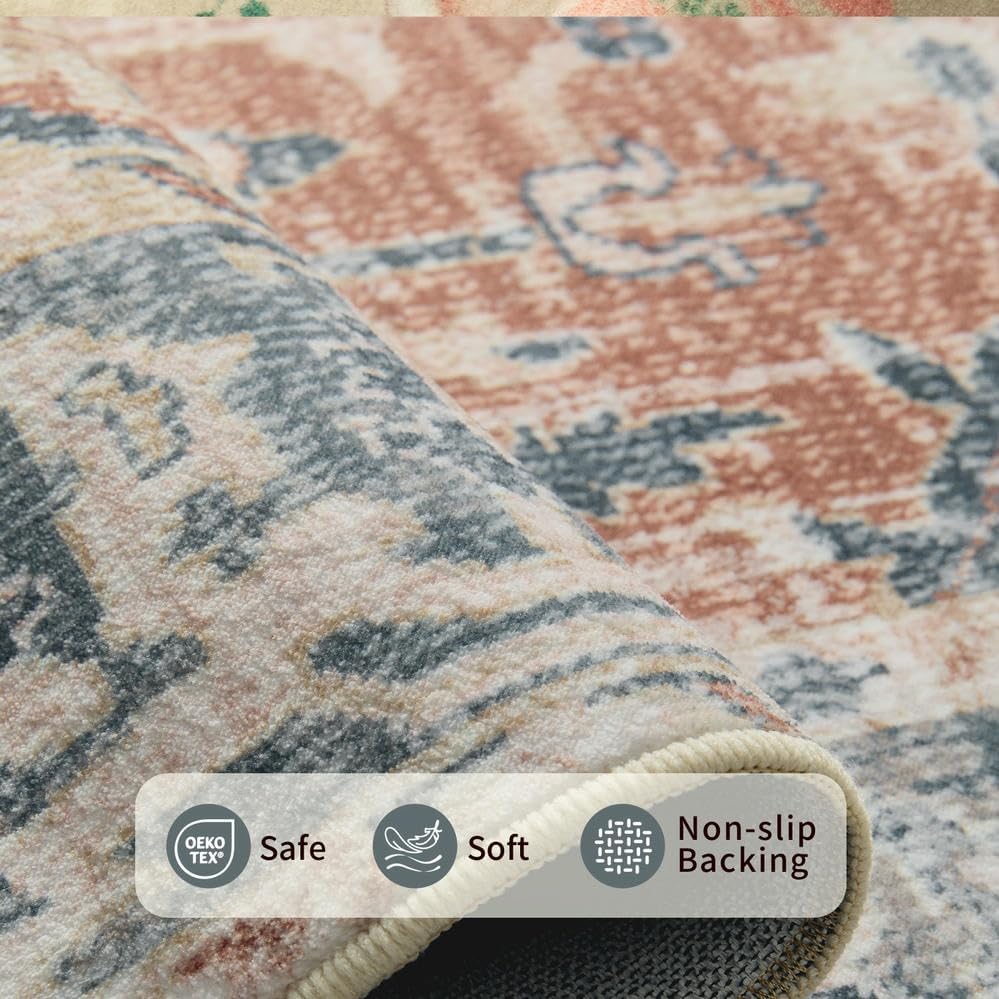 Rugxara 3x5 Rug for Entryway Bedroom Washable Area Rugs Carpet, Coral Blue - Image 5