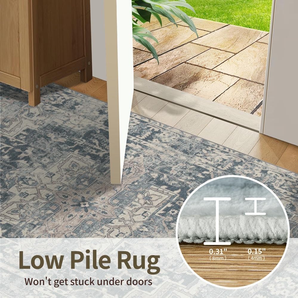 Rugxara 2x10 Washable Runner Rug for Hallway Kitchen Entryway, Taupe/Grey - Image 6