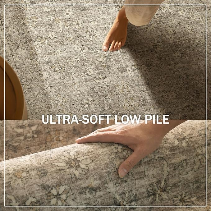 Machine Washable Rugs for Living Room: 10x14 Area Rugs for Bedroom Vintage Stain Resistant Non Slip Low Pile Lightweight Boho Carpet for Kitchen Dining Room Farmhouse Kids Room Nursery - Image 5