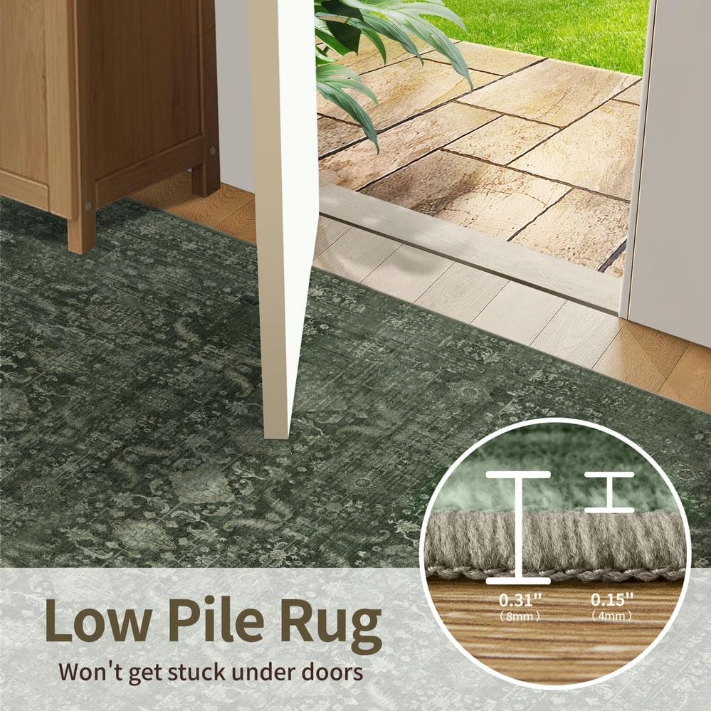 Rugxara Green 3x5 Rug for Entryway Bedroom Washable Area Rugs Carpet - Image 6