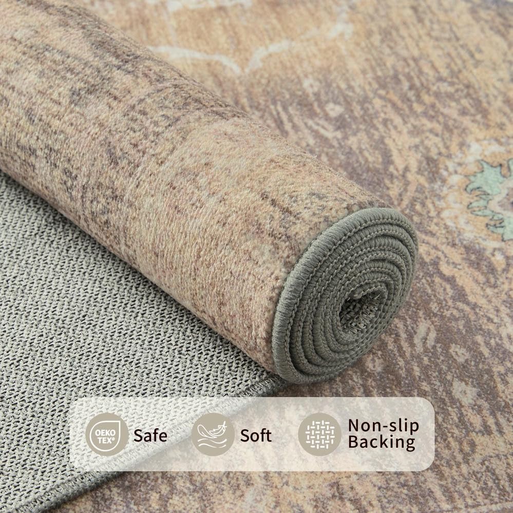 Rugxara Beige 4x6 Area Rug Washable Rug for Living Room Bedroom Office - Image 4