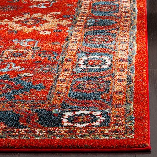 SAFAVIEH Vintage Hamadan Square Rug 6'7", Traditional Orange & Blue VTH214C - Image 4