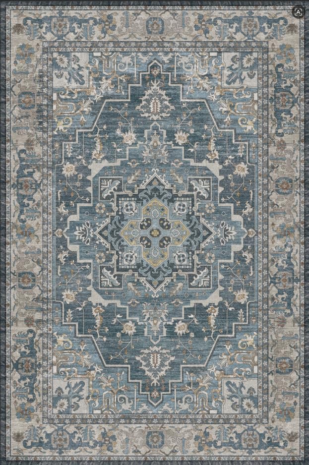 Tangsoo 2x5 Washable Runner Rugs for Hallway, Vintage Non Slip Runner Blue - Image 7
