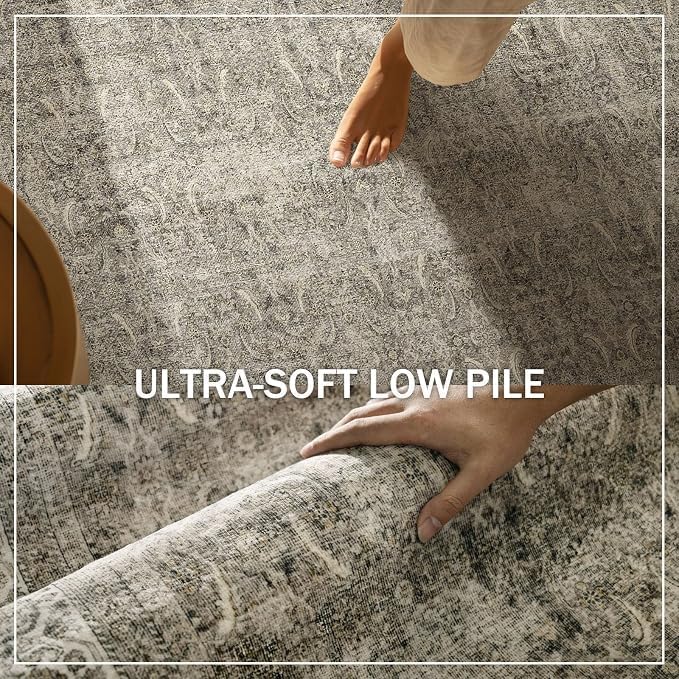 Washable Area Rugs for Living Room: 9x12 Bedroom Rug Boho Vintage Area Rug Stain Resistant Non Slip Low Pile Lightweight Soft Carpets for Dining Room Kitchen Nursery Kids Room Farmhouse - Image 7